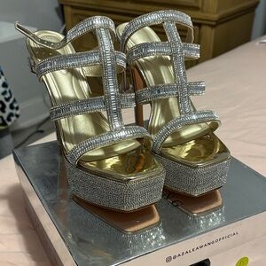 Azalea Wang Silver Strappy Platform Heels